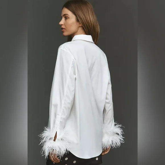 English Factory Faux-Feather Buttondown Shirt size M - Picture 2 of 11